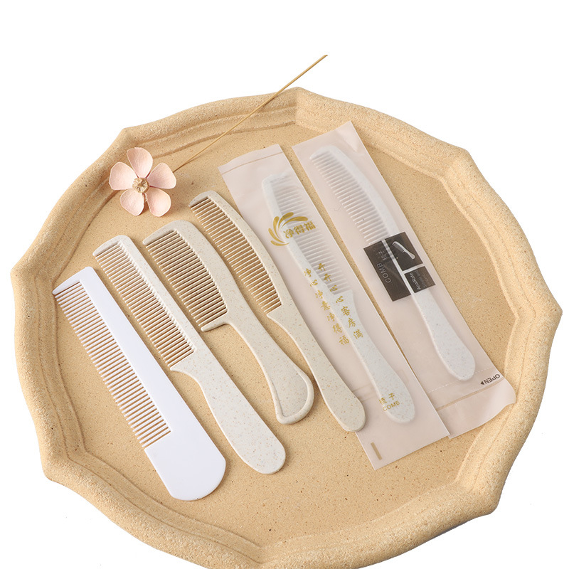 酒店一次性梳子客房用品 五星級(jí)民宿賓館獨(dú)立包裝秸稈梳子廠(chǎng)家批